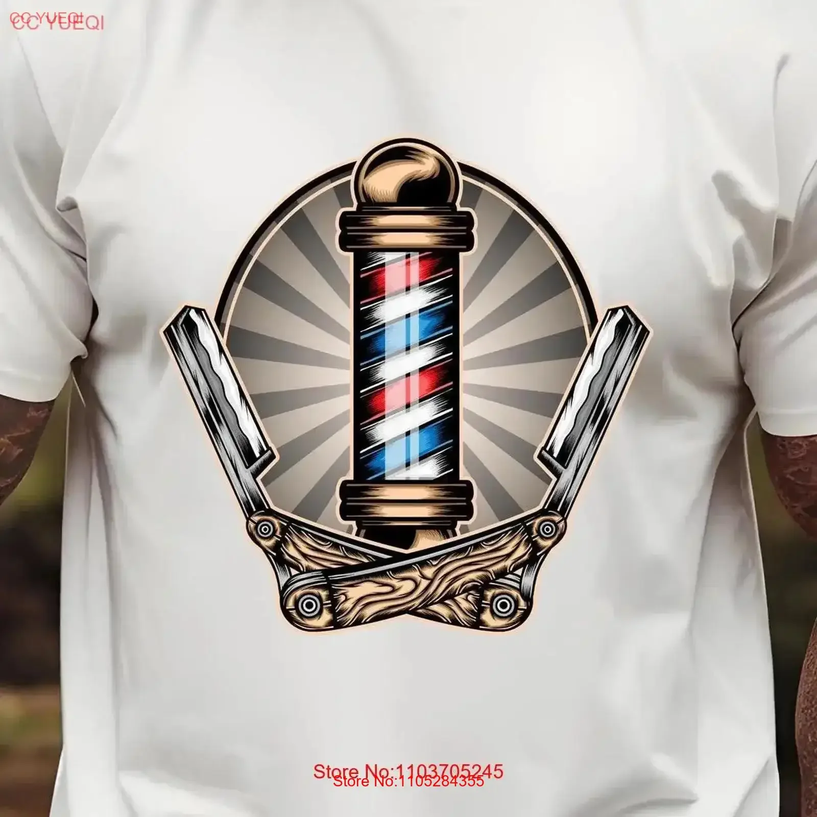 Barber Shop Pole Father Bella Canvas Crew Neck T Shirt DTF 80080 vintage Washed Casual homme designer clothes Slightly