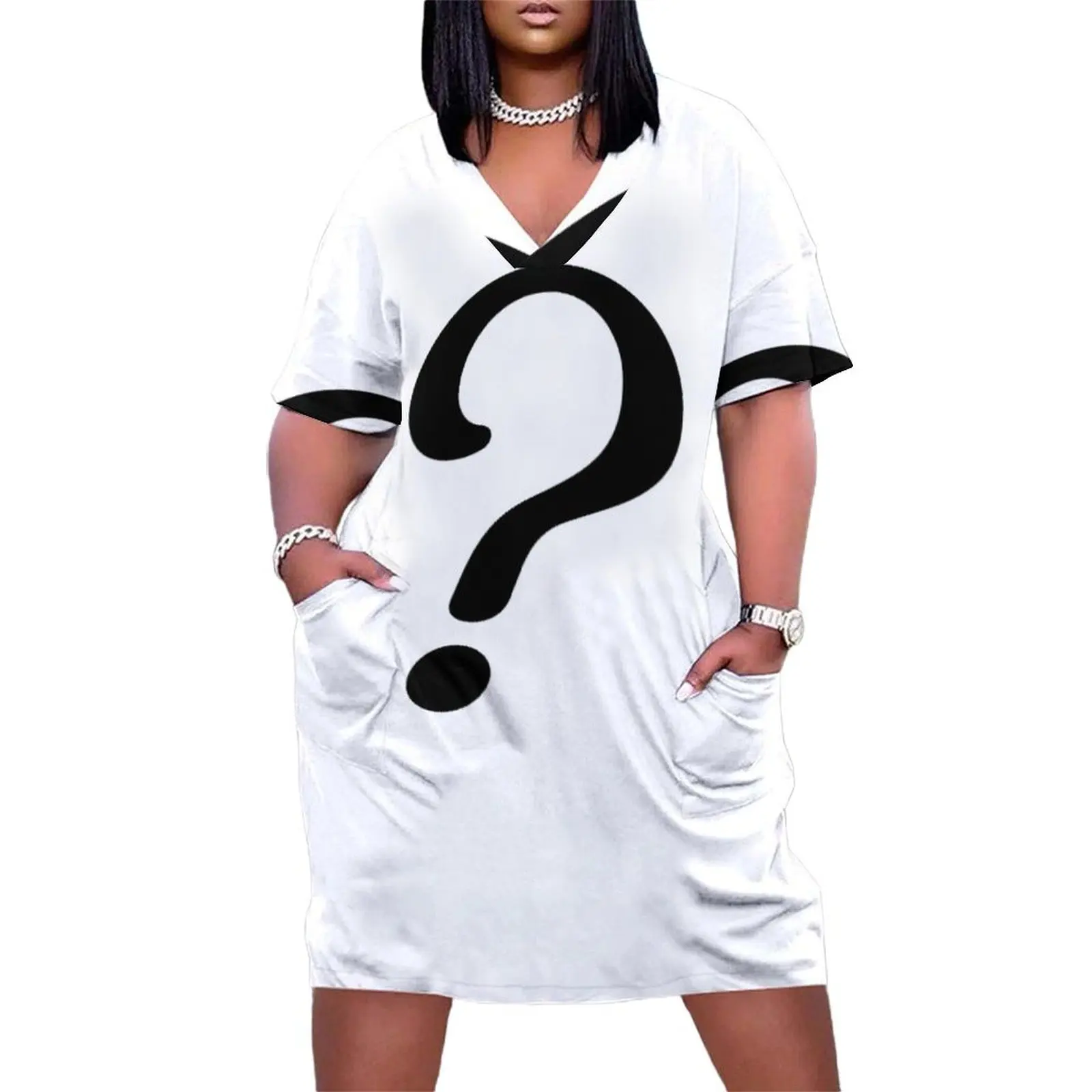 

Question mark Loose Pocket Dress dresses summer Women's skirt