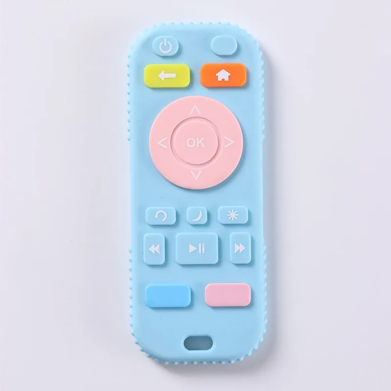 Baby silicone remote control teether baby anti-eating hand teething stick cartoon soothing bite toys