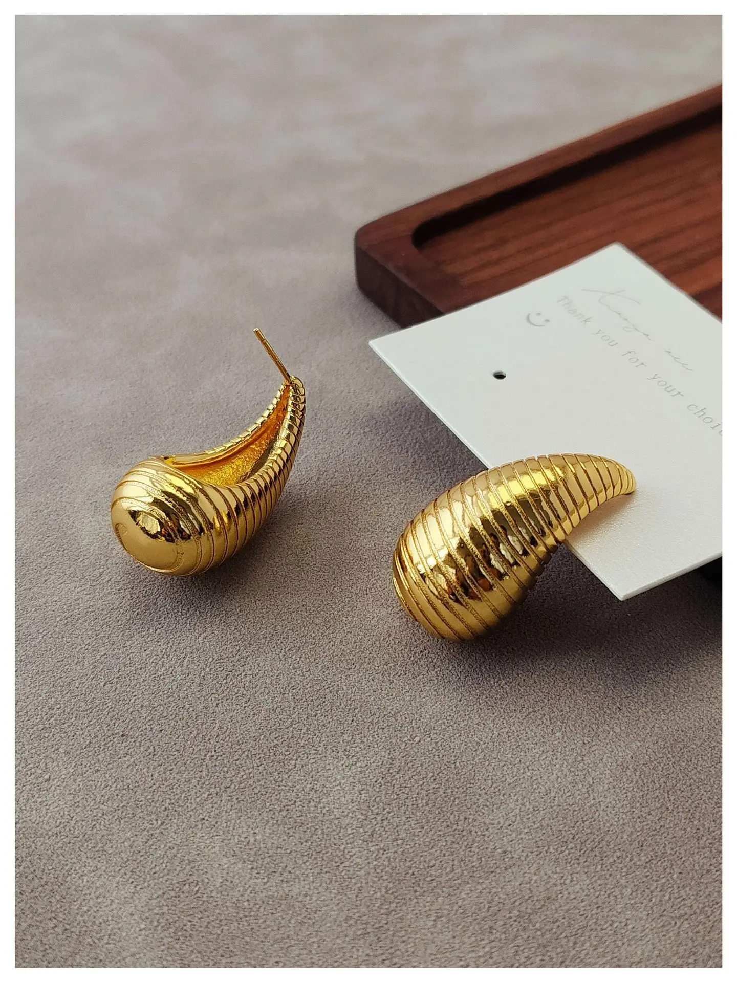 Brass With 18K Half Water Drop Earrings Women Jewelry Punk Party T Show Gown Runway Korean Japan INS