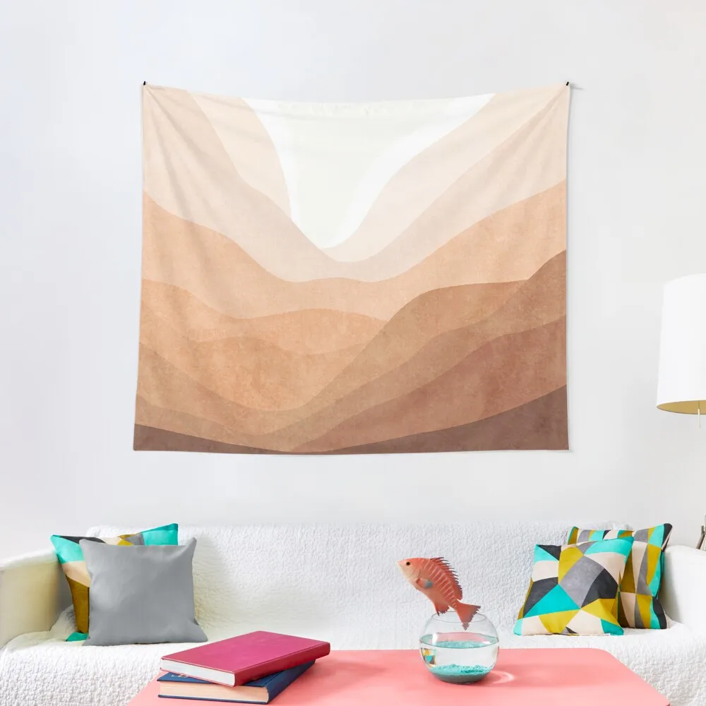 

Warm mountain landscape in terracotta and pink Tapestry Funny Room Decore Aesthetic Carpet Wall Tapestry