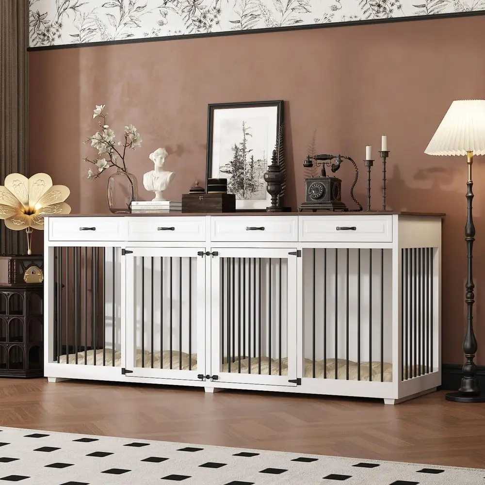 

Очень большой ящик для собак, сверхпрочная деревянная клетка для собак 86,6, ящик для собак, питомник с ящиками и съемным перегородкой, роскошный в помещении