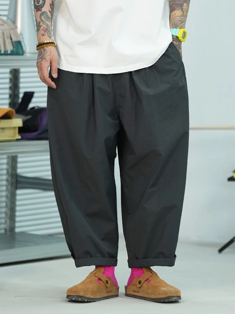 Calças de Verão Ultrinas e Respiráveis para Homens, Calças Largas de Nove Peças com Corte 3D, Secagem Rápida, Retro Versáti...