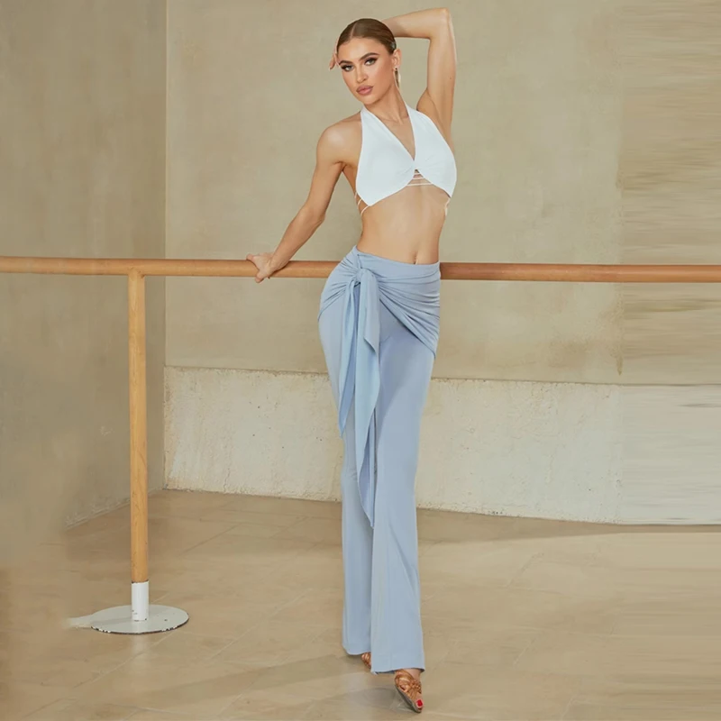 

Новая женская одежда для бальных танцев, сексуальный топ для латинских танцев, брюки для современных танцев, костюмы для латинских танцев для взрослых, тренировочная одежда SL13038