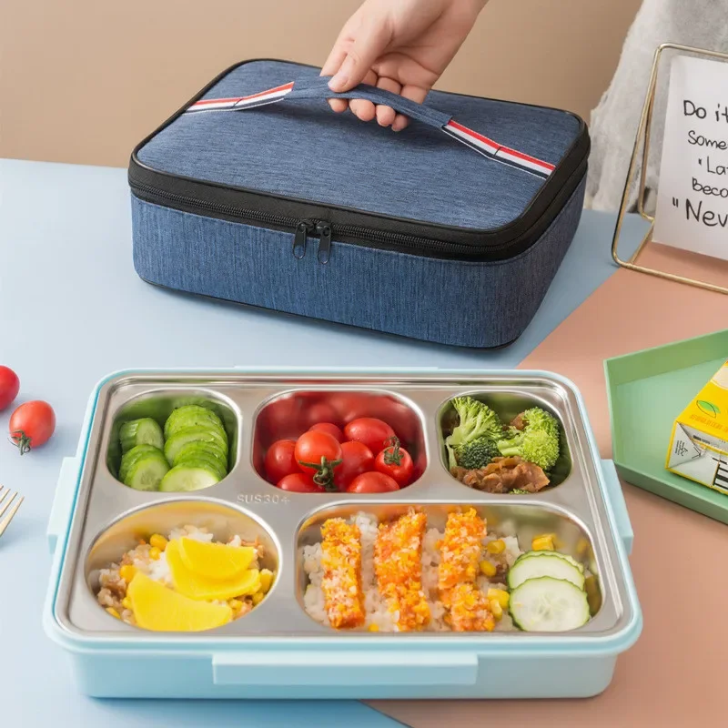 Bolsa térmica portátil cuadrada grande para el almuerzo para mujeres y niños, bolsa de hielo gruesa, portador de alimentos aislado, bolsas de Picnic