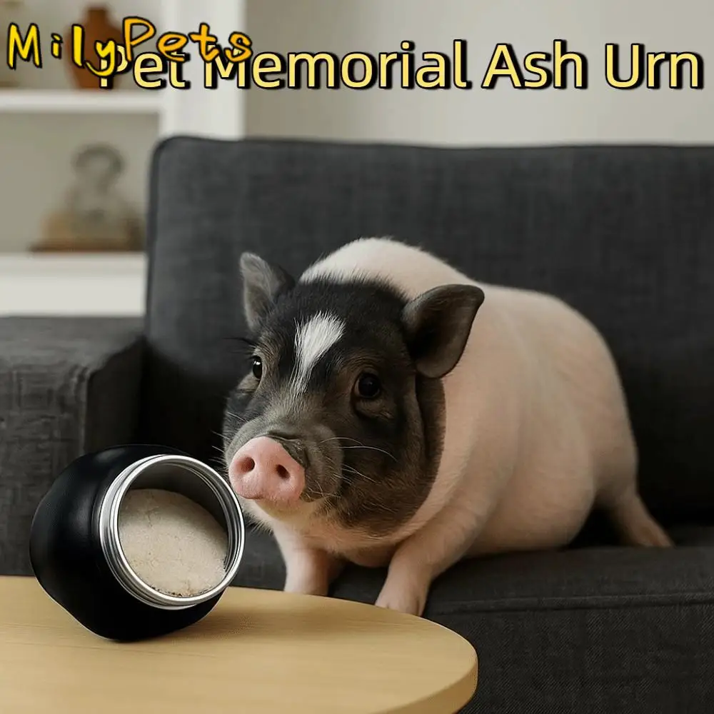 

Stainless Steel Pet Memorial Ash Urn Black Moisture-Proof Dog Cremation Urn Sealed Jar Cat Funeral Keepsake Garden Burial