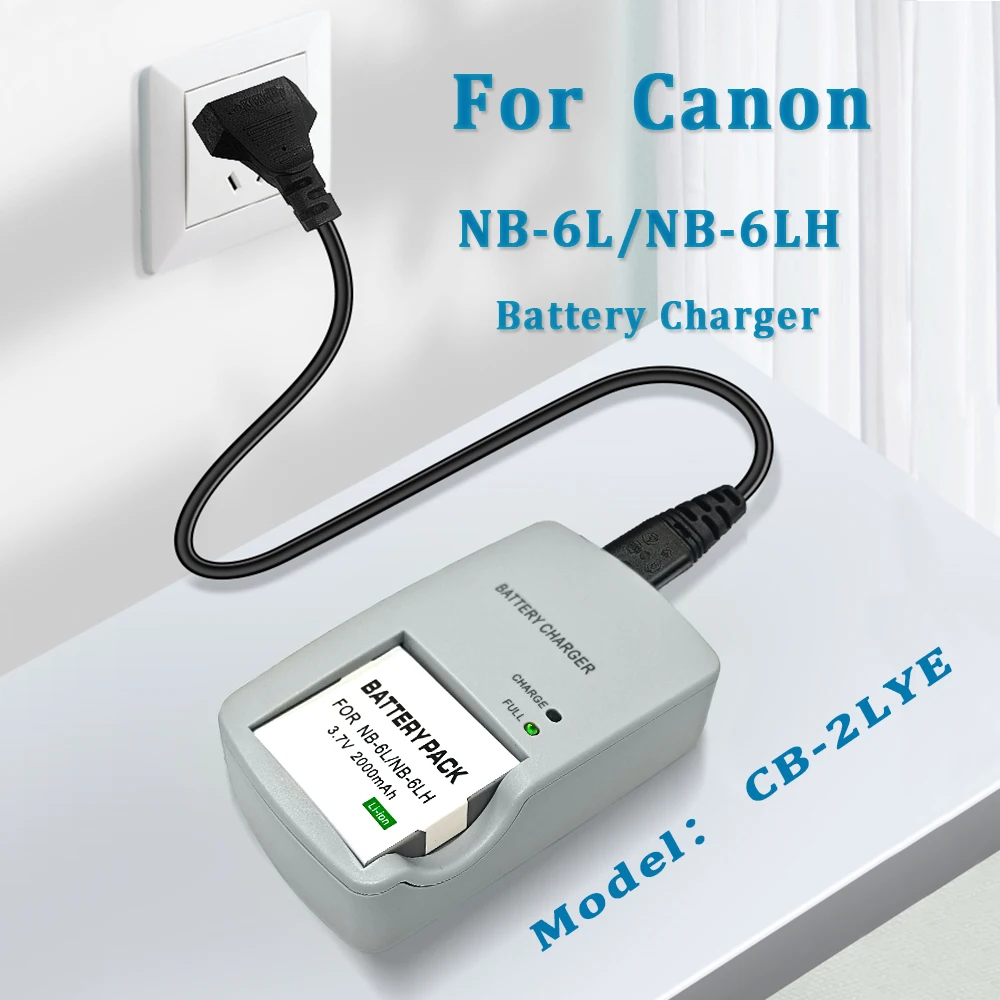SEYRLMK 2-pack NB-6L Batterij + LCD USB-lader – Voor Canon PowerShot SX530HS, SX710HS, S120 E.a.