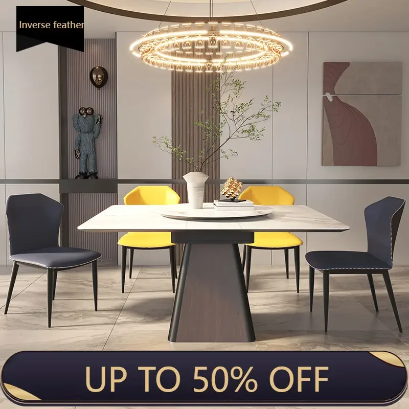 Marble Custom Dining Table Center Nordic Household Retractable Multifunctional Folding Square Table A Manger Kitchen Furniture