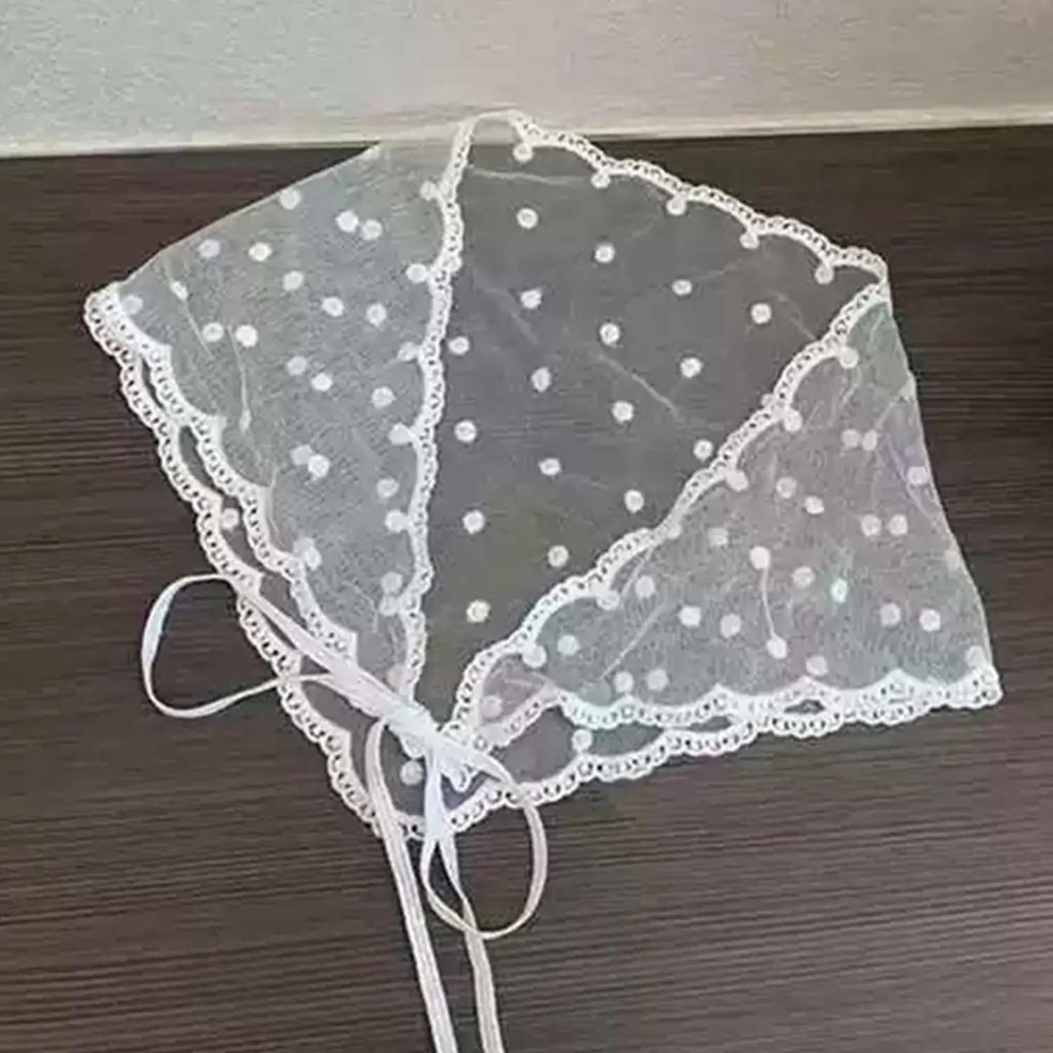 

Lace Flower Jeans T-shirt Scarves Headband Elegant Women Lace Flower White Sweet Triangle Scarf Ins Style Ribbon Artistic Travel