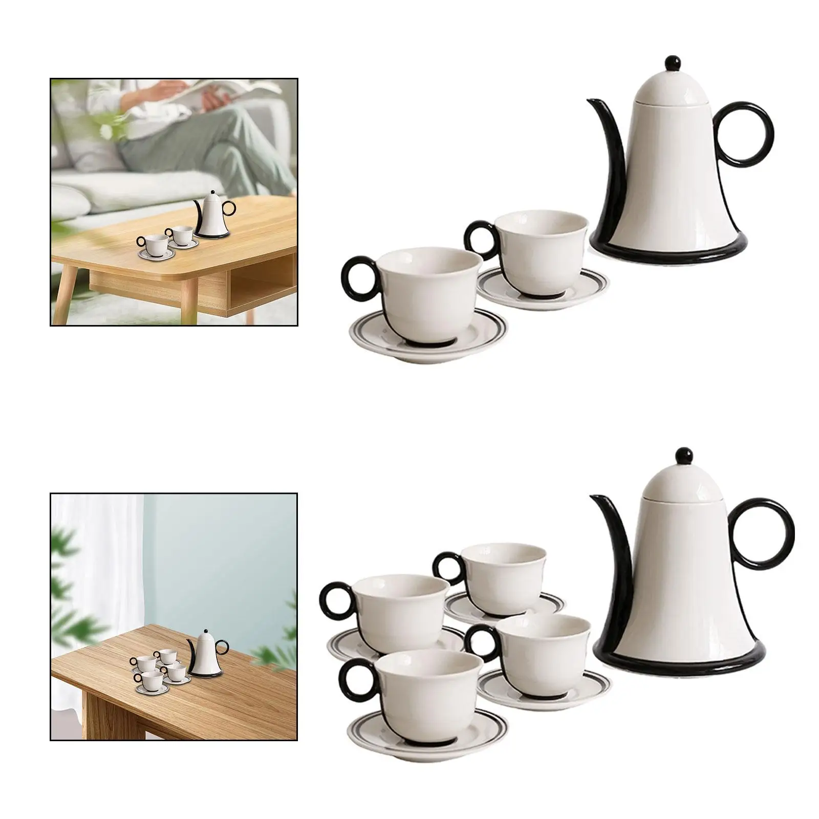 

Керамический чайник с набором чашек, фарфоровый чайный сервиз для кемпинга, пикника, чайного домика