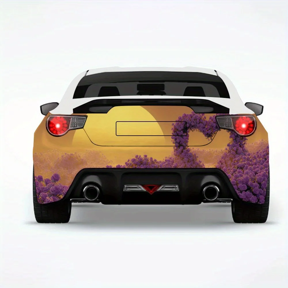

Фиолетовые розы с аркой в форме сердца, автомобильная наклейка, виниловая наклейка на заднюю часть автомобиля, водонепроницаемые самоклеящиеся виниловые наклейки для автомобиля Ta