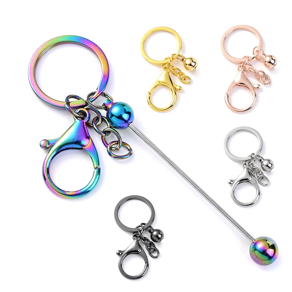 1 Stück Perlen-Schlüsselanhänger-Rohlinge in Großpackung für die Schlüsselanhängerherstellung, Blanko-Metallperlen-Schlüsselanhänger für Bastelarbeiten, DIY-Geschenke – Detail 1