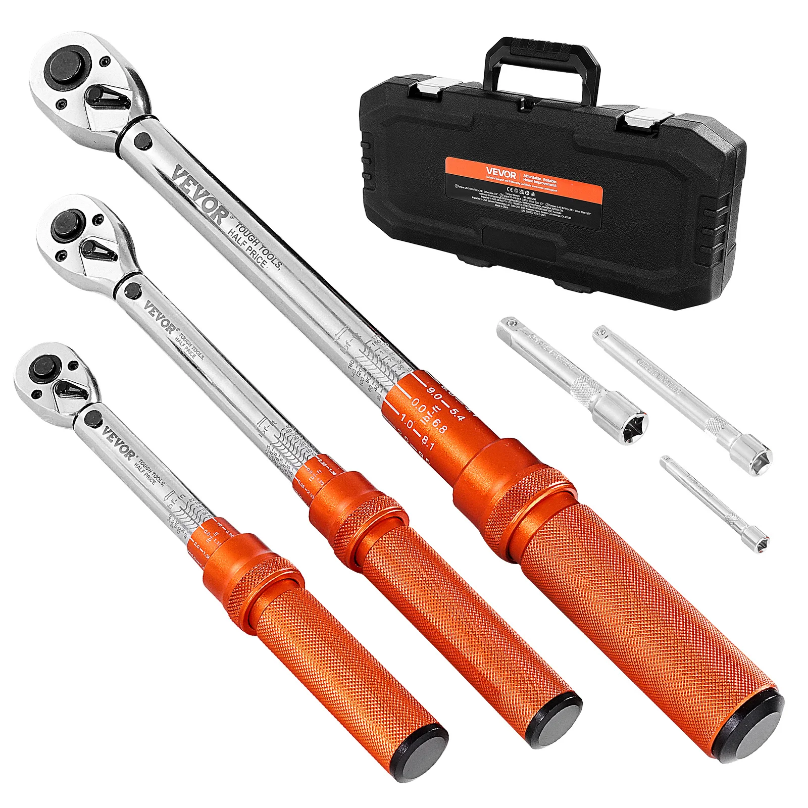 Click Torque Wrench (3-piece) 1/4 3/8 1/2 Inch Drive Two-way Torque Wrench Set With Dual-range Scales, 72 Teeth ±3% High Precision Alloy Steel For Car Repair