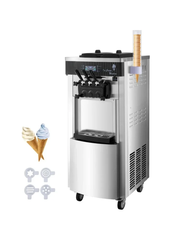 SIHAO 20-28L/H Softeis-Maschine, 2200W Gewerbliche Ausrüstung mit zwei 6L Behältern und Ein-Klick-Reinigung für Schulen und Gastronomiebetriebe