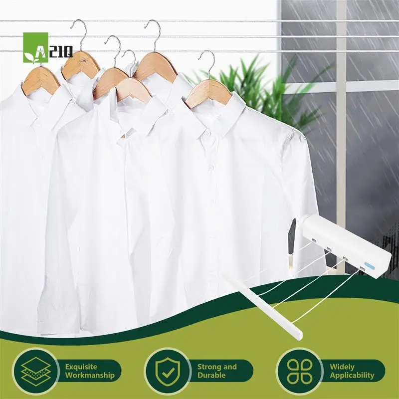 

A21Q -Retractable Clothesline Telescopic Indoor Outdoor Wall Mounted Clothes Dryer Line Drying Rope Hanger