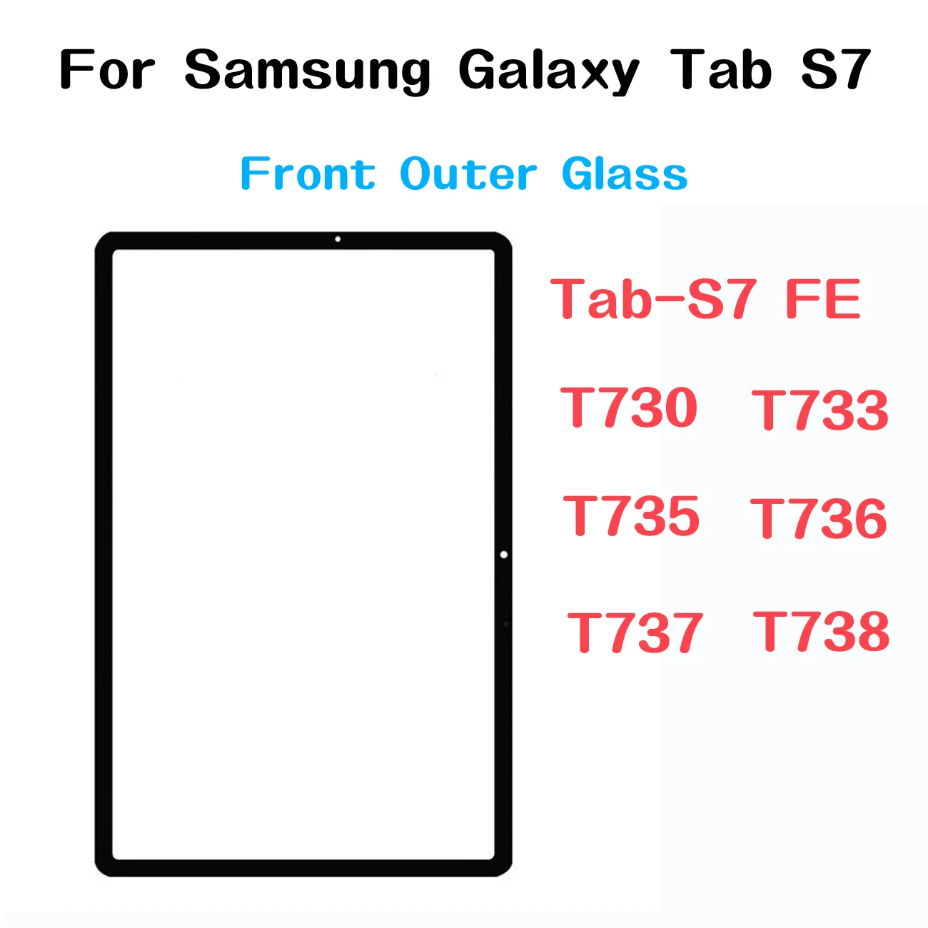 Reemplazo de digitalizador de pantalla de panel de vidrio para Samsung Galaxy Tab S7 FE, T730, T733, T735, T736, T737, T738