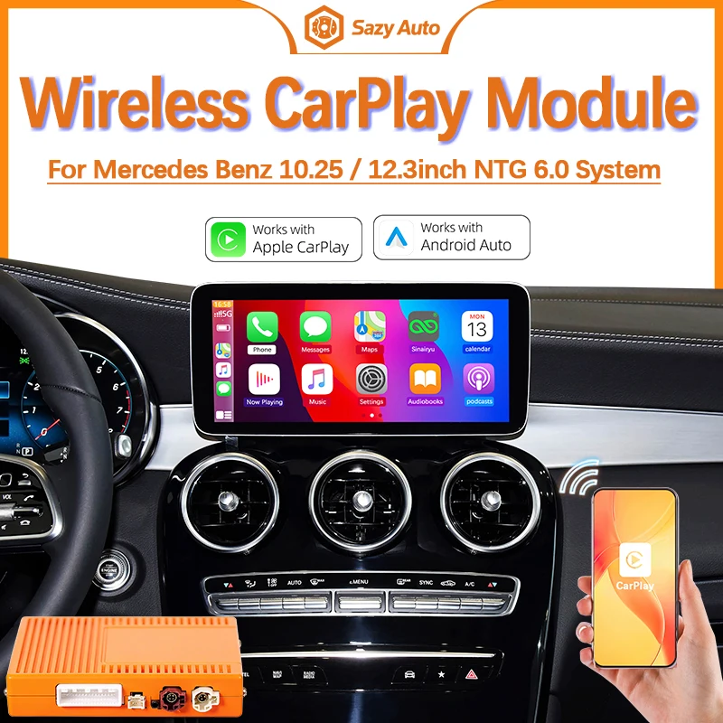 Wireless Carplay Android Auto Retrofit Kit For Mercedes Benz NTG 6.0 10.25 12.3 MBUX System 2019+ OEM Screen Upgrade Decoder Box
