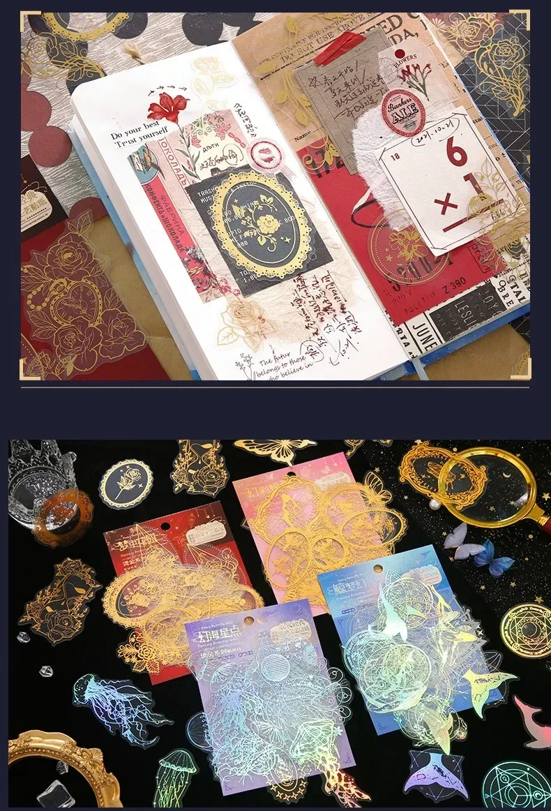 40pcs Laser Cut Dream Series Stickers Set for Scrapbooking DIY Stick Labels Diary Stationery Album - Butterfly & Whale Designs