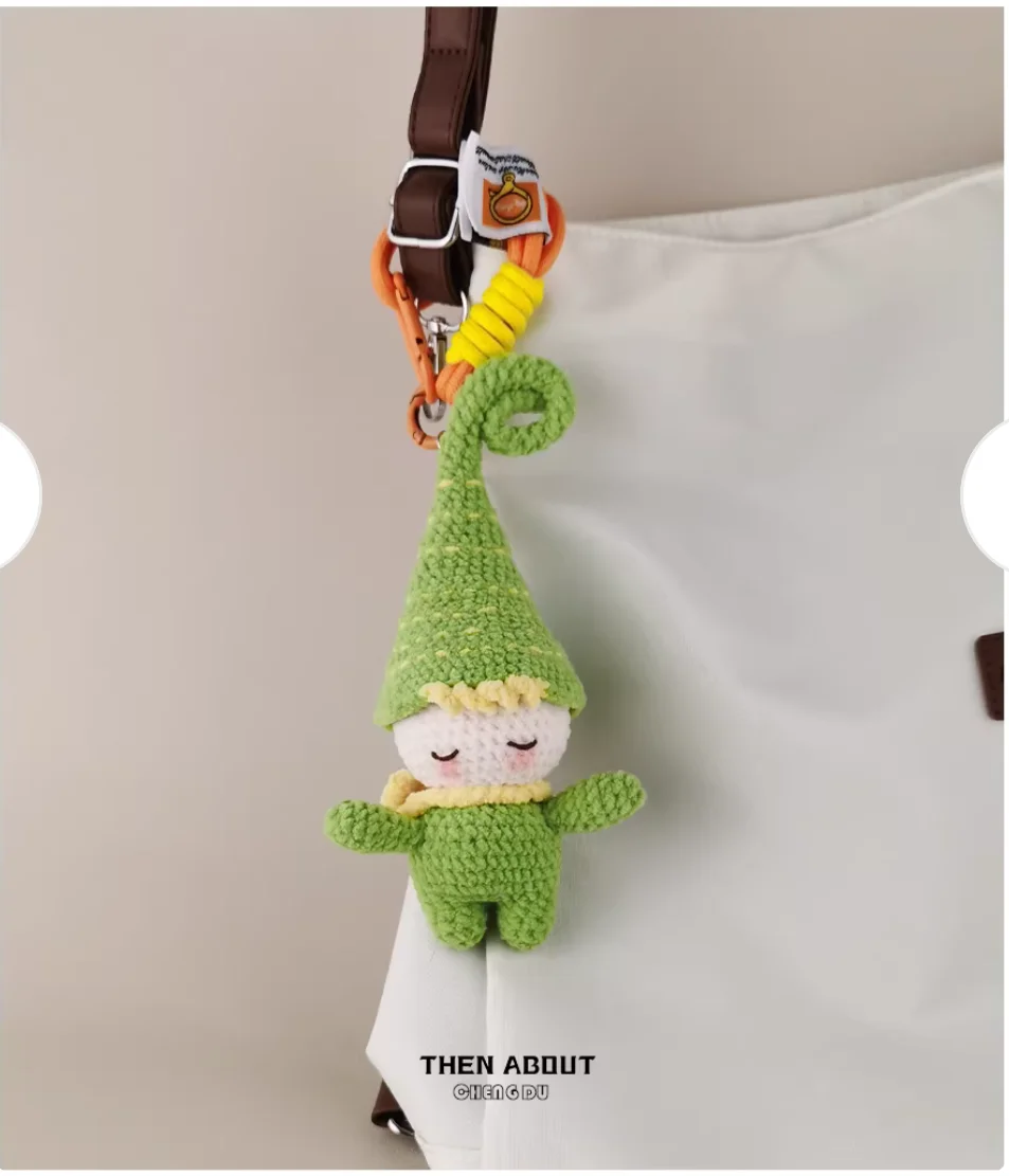 Tree elf doll hand crocheted doll finished bag pendant bag pendant Keychain gift.