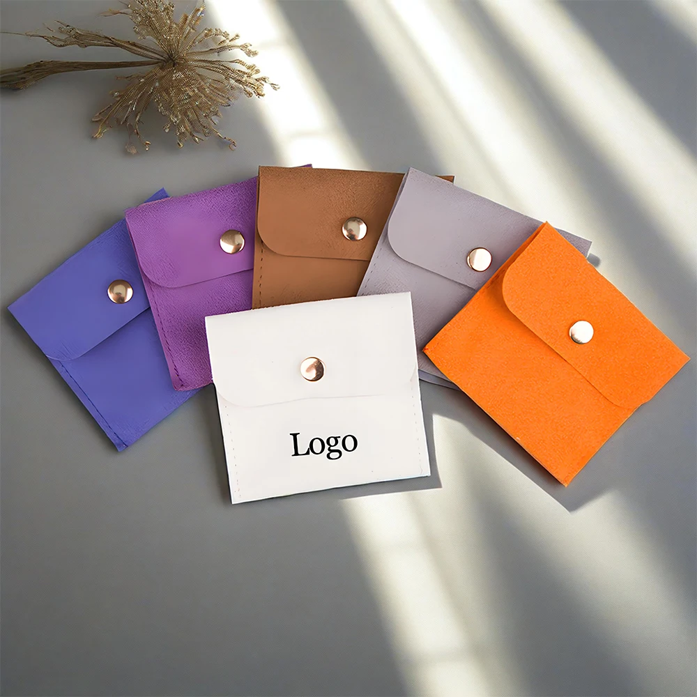 

100pcs Custom Logo Velvet Jewelry Organizer Bag - Microfiber Ring & Earring Storage Pouch with Snap Closure Wedding Favors Gift