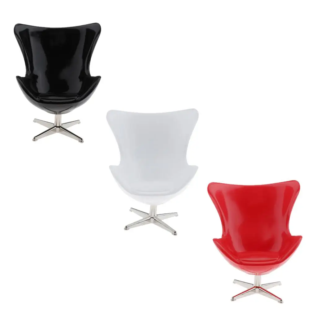 مجموعات أثاث كرسي بلاستيكية أنيقة 1/6 لألعاب بيت الدمى باللون الأسود #5