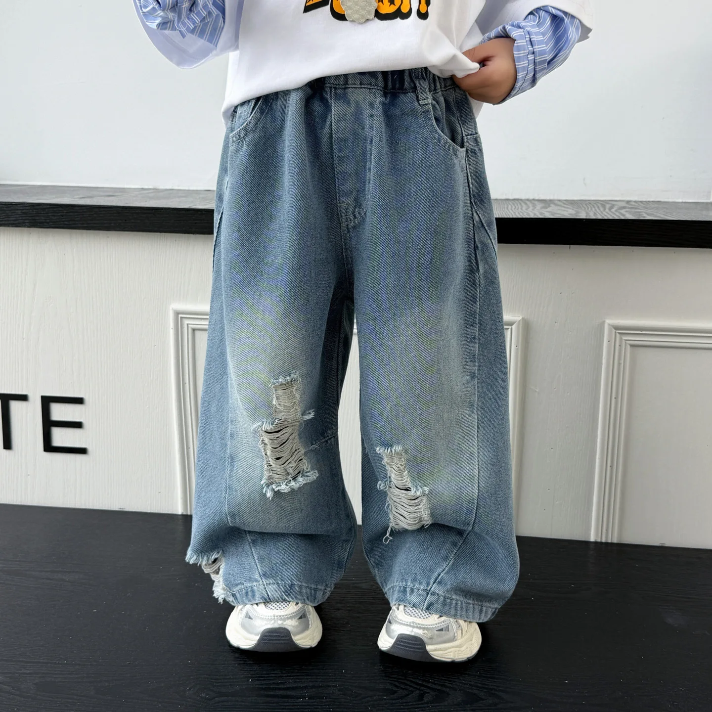 Spring Autumn Fashion street style Boys Jeans Kids Ripped Denim Pants Casual Boys Jeans Children Loose Trousers 2-11 Years