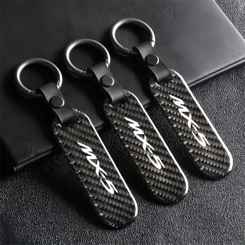 1PCS Carbon Fiber Car Keychain Key Chain Cool Pendant Keyring For Mazda 2 3 5 6 CX3 CX5 CX7 CX9 MX5 NB NC ND 199 Car Accessories