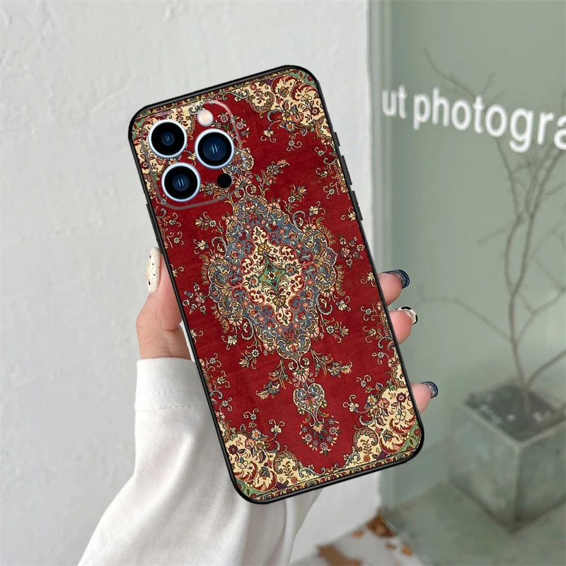 Persian carpet Floral pattern Cover For iPhone 16 15 12 13 Mini 11 12 13 14 Pro Max X XS Max Plus XR Phone Case