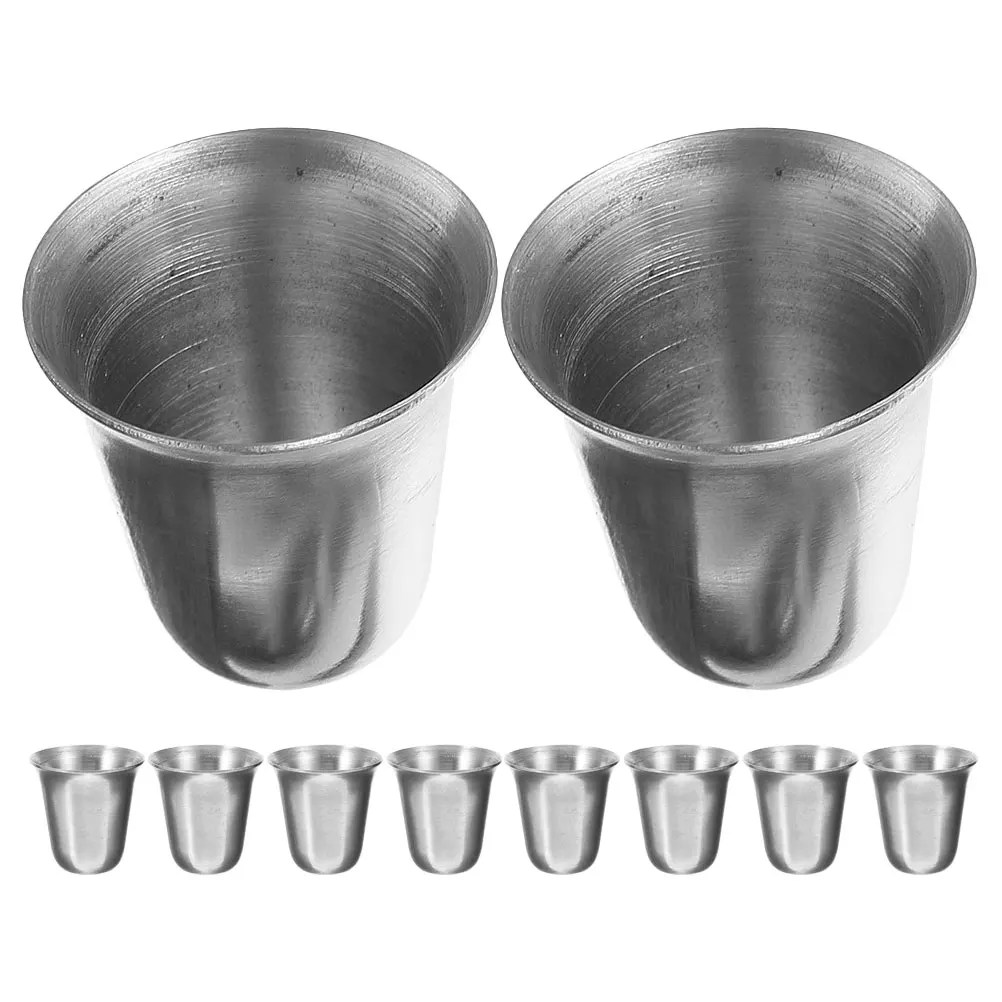 

10pcs Stainless Steel Communion Cups Drinking Convenient Religious Supplies Stackable Metal Large Holy Glass