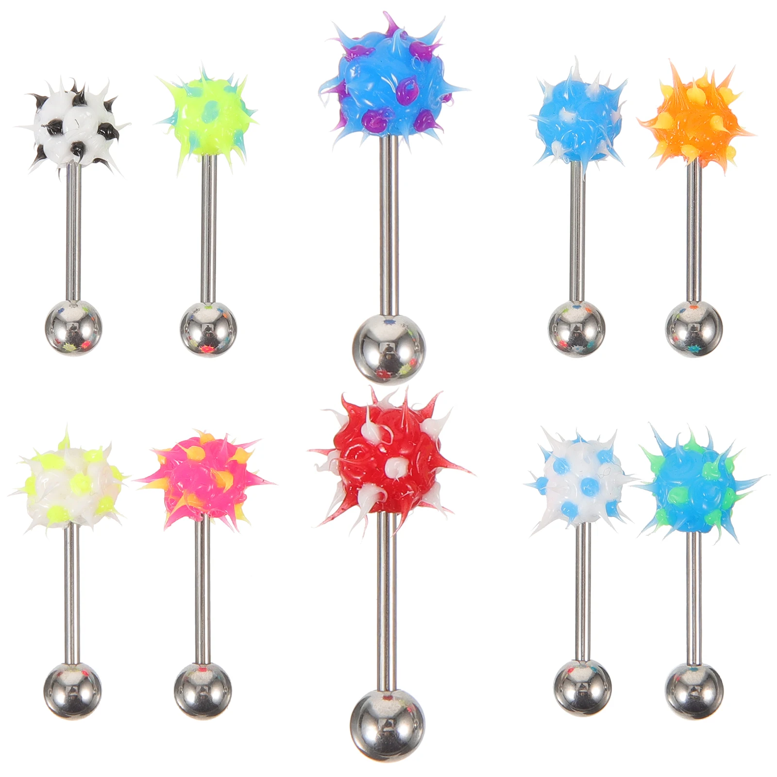 10Pcs Body Piercing Jewelry Decor Tongue Studs Bright Color Unique Design Safe for Sensitive Skin Fashion Accessory Long Wearing
