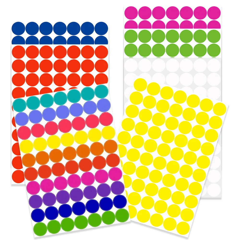19mm Circular Color Coded Stickers Self Adhesive Dot Labels For Office Filing School Sorting Handwriting Decorations Quality Sta