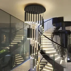 Modern Long Strip LED Chandeliers Duplex Apartment Stair Attic Pendant Lights Lighting Living Room Loft Lamp Home Decor Fixtures