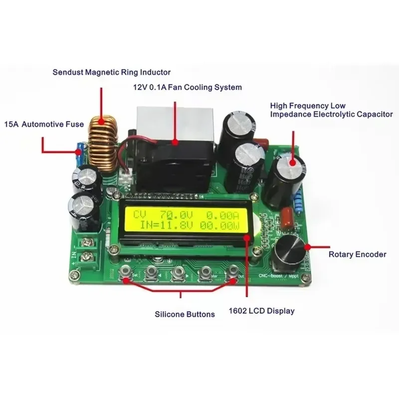 NEW DC-DC NC CV CC Booster Module CNC Boost 12V~120V 0-15A Adjustable MPPTConstant Voltage Current Module