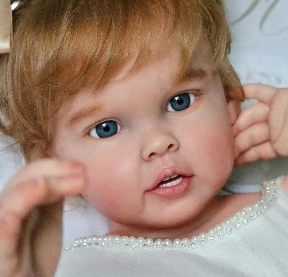 FBBD Customized Liited Supply 32inch Reborn Baby Doll Cressida With Hand-Rooted Short Blond Hair Already Finished Doll