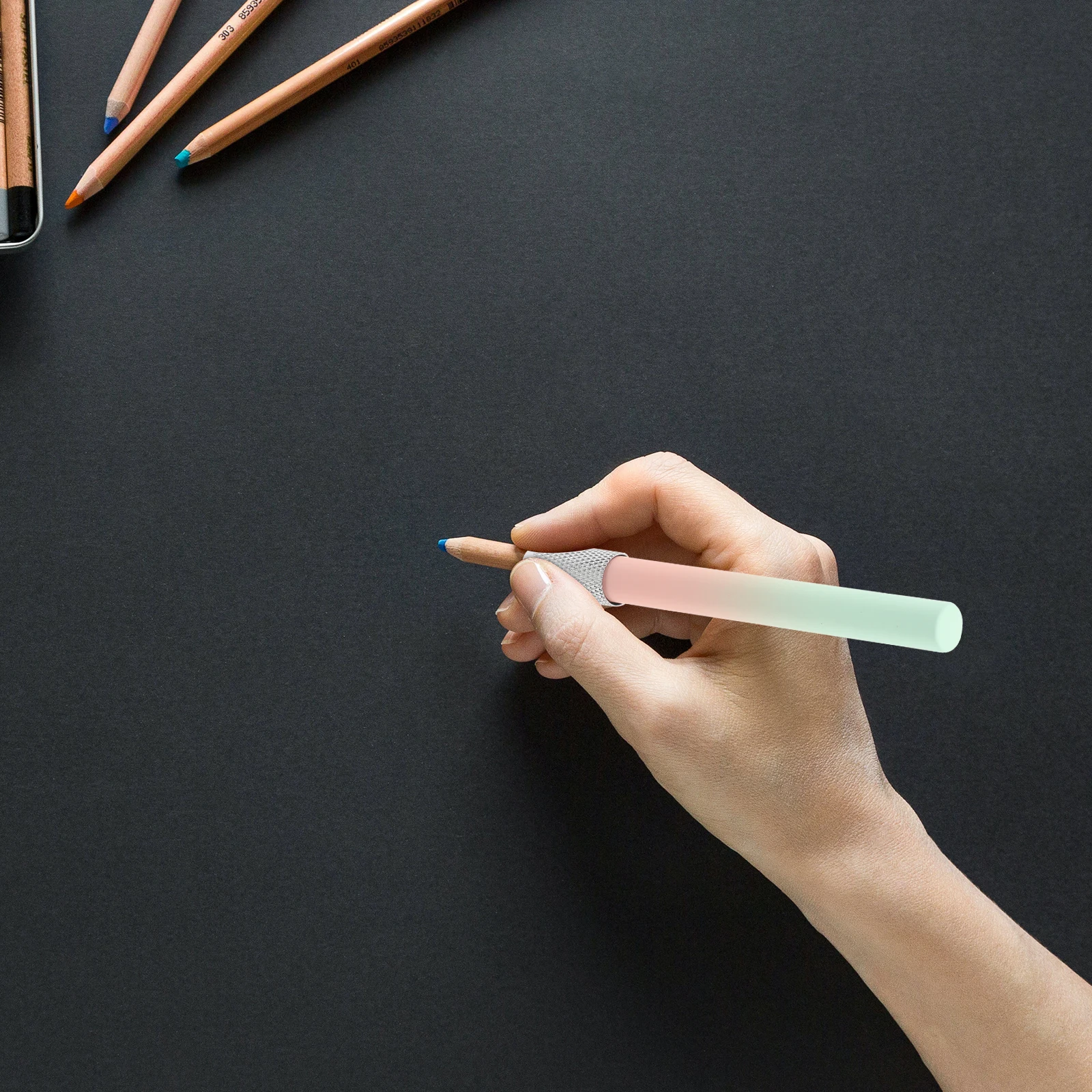 

6Pcs Pencil Extenders Copper Plastic Heavy-Duty Sketch Extender Holder for Short Pencils Artists Colored Pencil Extension Tool