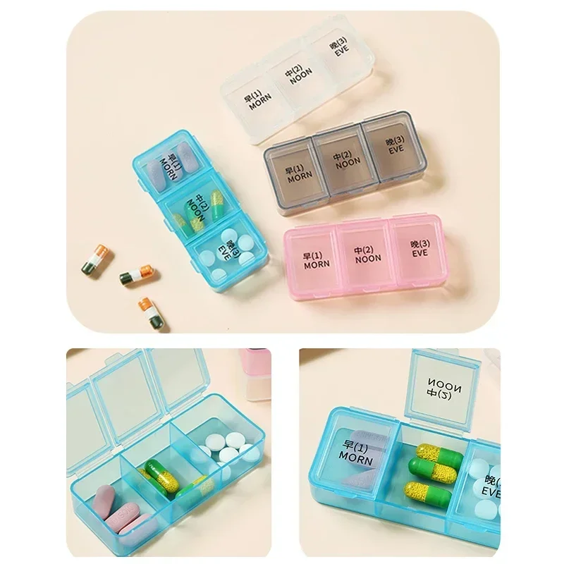 1 Day 3 Grids Rainbow Pill Medicine Box Tablet Medicine Organizer Health Storage PillBox  Printed Braille Travel Mini Pill Case