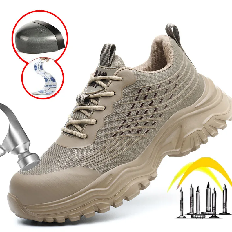 

Oulylan Light Breathable Safety Shoes Men Work Steel Toe Insulated Work Shoes Anti-Smash Anti-Puncture Boots Antistatic shoes