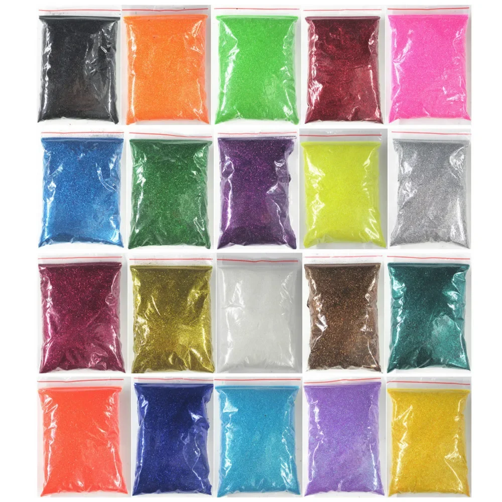 20 Colors Choice 100g Bulk Packs Extra Ultra Fine Nail Glitter Dust Powder Nails Art Tips Body Crafts Decoration Wholesale