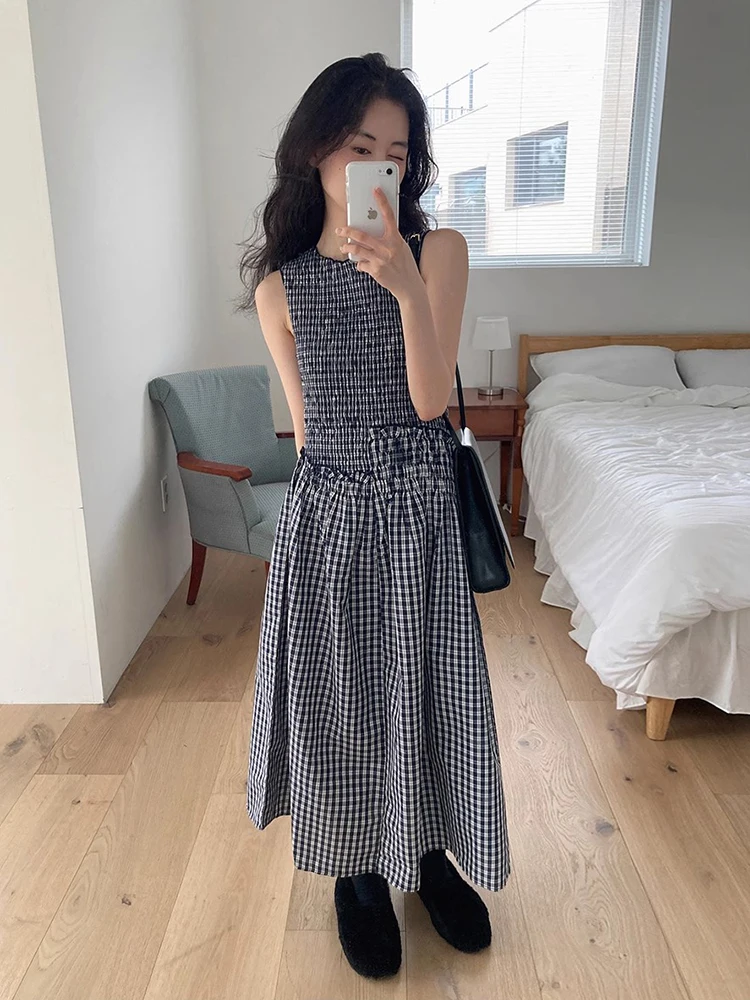 Été nouveau gilet à carreaux pour femmes Dr Wood ain taille haute longue Dr coréen Sle trajet No Sve autre matériau
