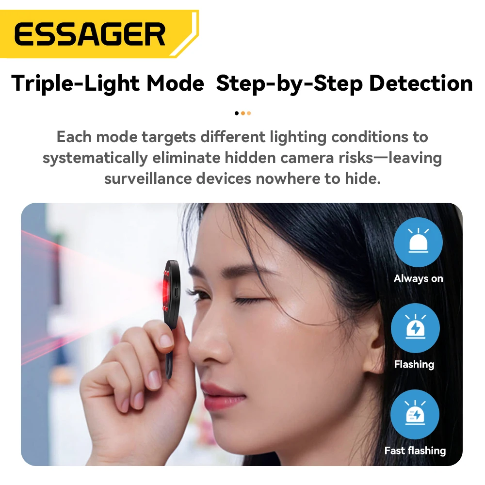 Essager-Detector de cámara infrarroja para cámara de protección de seguridad, Detector de cámara antiespionaje, dispositivo de detección de lente, Detector LED