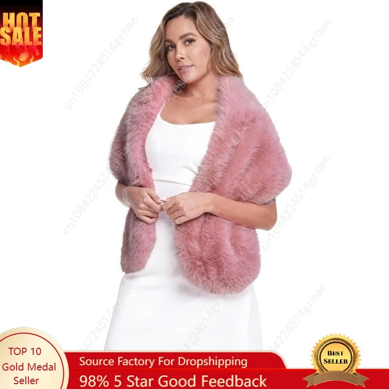 

Women's Faux Fur Collar Scarf Wrap, Winter Warm Wrap Stole Scarf Shawl Shrug Neck Warmer Bridal Wedding Halloween