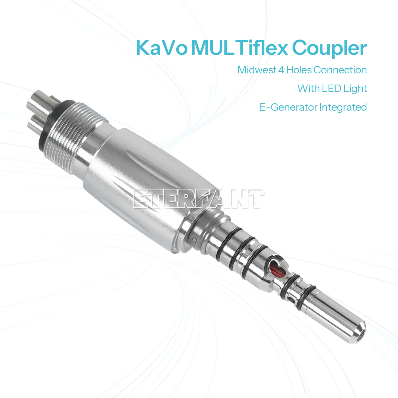 ETERFANT Dental KaVo Turbine 4 Holes Coupler for LED light High Speed Handpiece 360 Degree Swivel