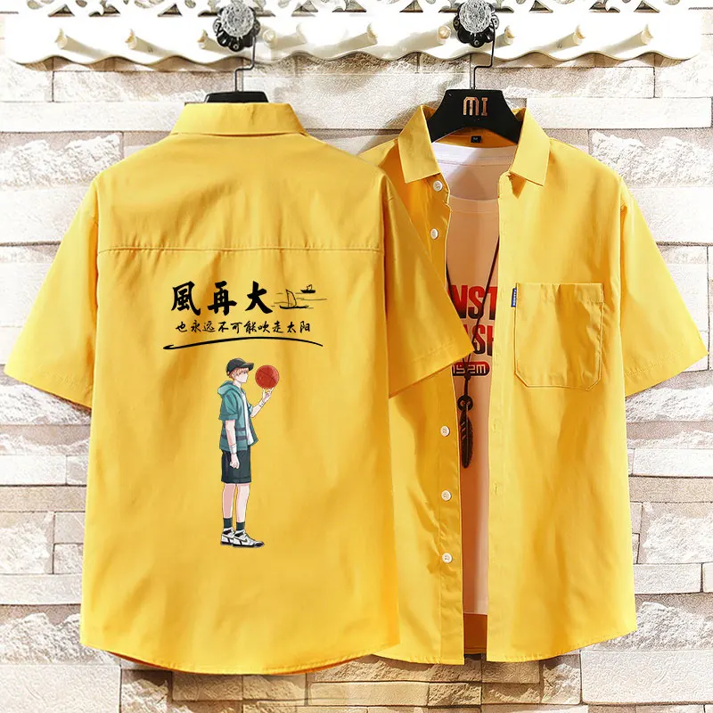 

2024 New Youth Student Casual ort Sve irt Men's Trendy Brand Versatile Loose Fit Breathable Summer Top Coat