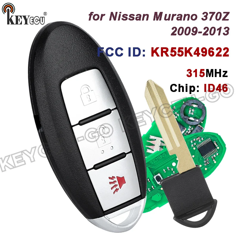 

Чип KEYECU 315 МГц ID46 KR55WK49622 для Nissan Altima Maxima Murano, для Infiniti FX37 Q40 2007-2019 умный дистанционный брелок