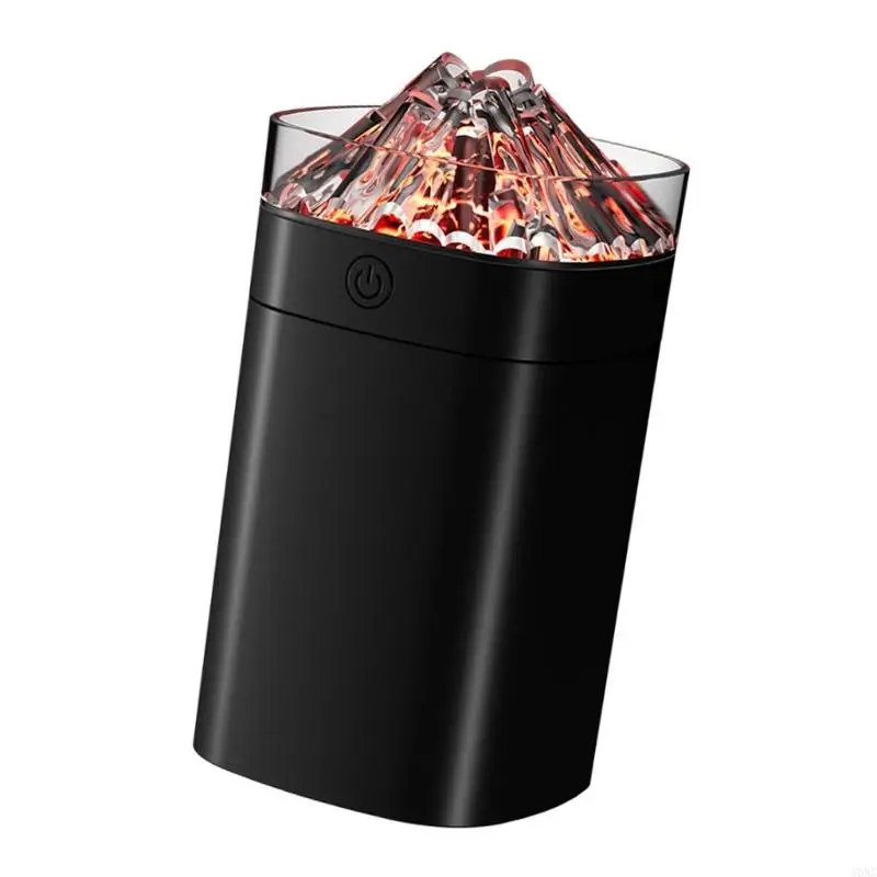 A0NC เครื่องฟอกอากาศแบบพกพาแบบพกพา 400 มล. รูปทรงภูเขาไฟเย็นขนาดเล็กรูปทรง Humidifier LED LED Night Light USB Desktop Humidifier