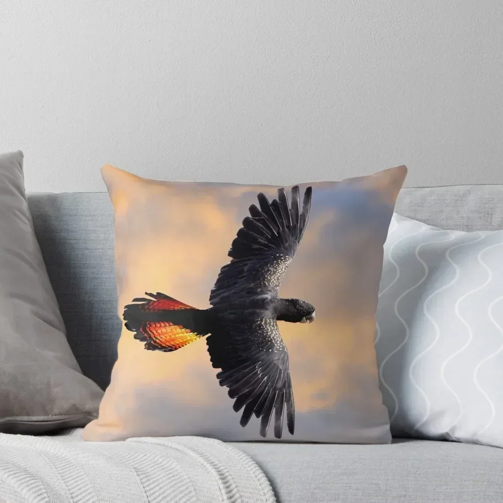 Red Tail Black Cockatoo - Flight Throw Pillow Plaid Sofa christmas pillow case pillow