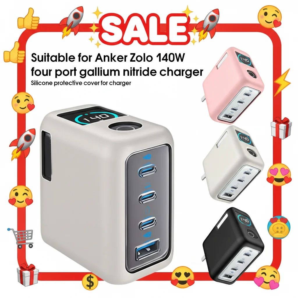 Neue Silikon-Schutzhülle für Anker Zolo 140W Vier-Port-Galliumnitrid-Ladegerät, stoßfest und kratzfest, Schweißschutzschale.