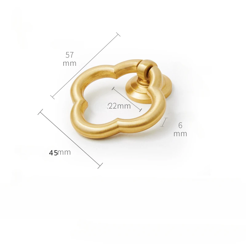 4 Pcs Gold Flower Cabinet Pull Handles Brass Single Hole Dresser Ring Pulls Furniture Knobs for Drawer Cupboard Wardrobe Door