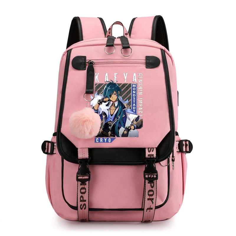 

Fashion School Bag for Girls Waterproof Usb Children Backpack Bookbags Genshin Impact Anime Print Kids School Backpack Mochila