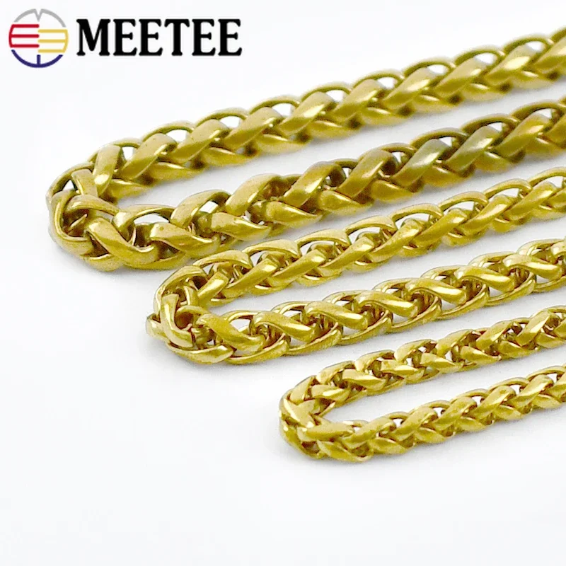 6/8/10mm Fashion Solid Brass Chains Men Belt Pants Keychain Metal Bag Trousers Jeans Wallet Chain DIY Leather Crafts KY399